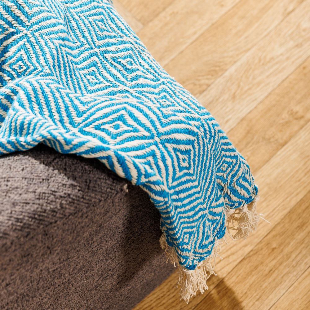 Cotton Bay Throw Nordica Turquoise-Throws