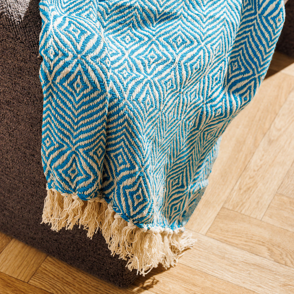 Cotton Bay Throw Nordica Turquoise-Throws