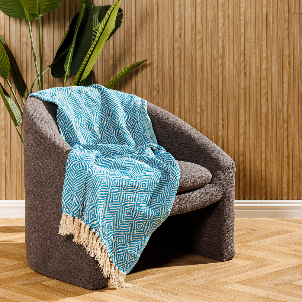 Cotton Bay Throw Nordica Turquoise-Throws