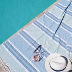 Cotton Bay Toweling Fouta Blue and Sea Green