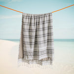 Cotton Bay Unison Stripe Backed Fouta Charcoal and Grey