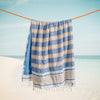 Cotton Bay Unison Stripe Backed Fouta Indigo Blue and Beige