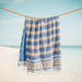 Cotton Bay Unison Stripe Backed Fouta Indigo Blue and Beige-Foutas