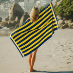 Cotton Bay Velour Stripe Beach Towel Golden Coastline