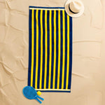 Cotton Bay Velour Stripe Beach Towel Golden Coastline