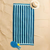 Cotton Bay Velour Stripe Beach Towel Lagoon Tide
