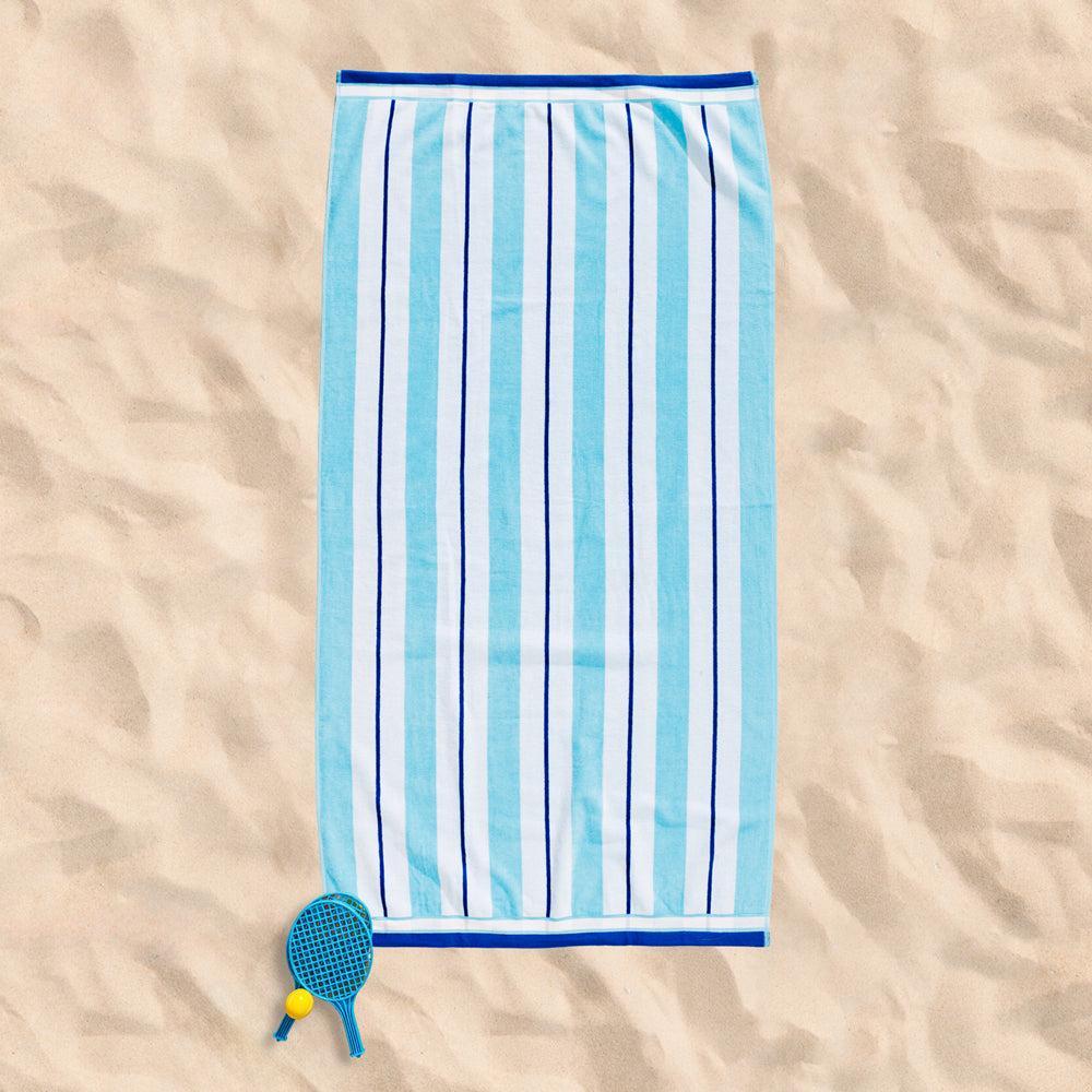 Cotton Bay Velour Stripe Beach Towel Ocean Drift-Beach Towels