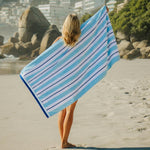 Cotton Bay Velour Stripe Beach Towel Ocean Drift