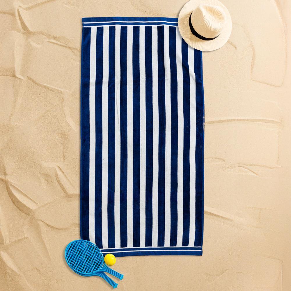 Cotton Bay Velour Stripe Beach Towel Sail Line-Beach Towels