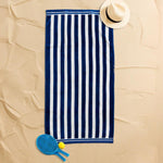 Cotton Bay Velour Stripe Beach Towel Sail Line