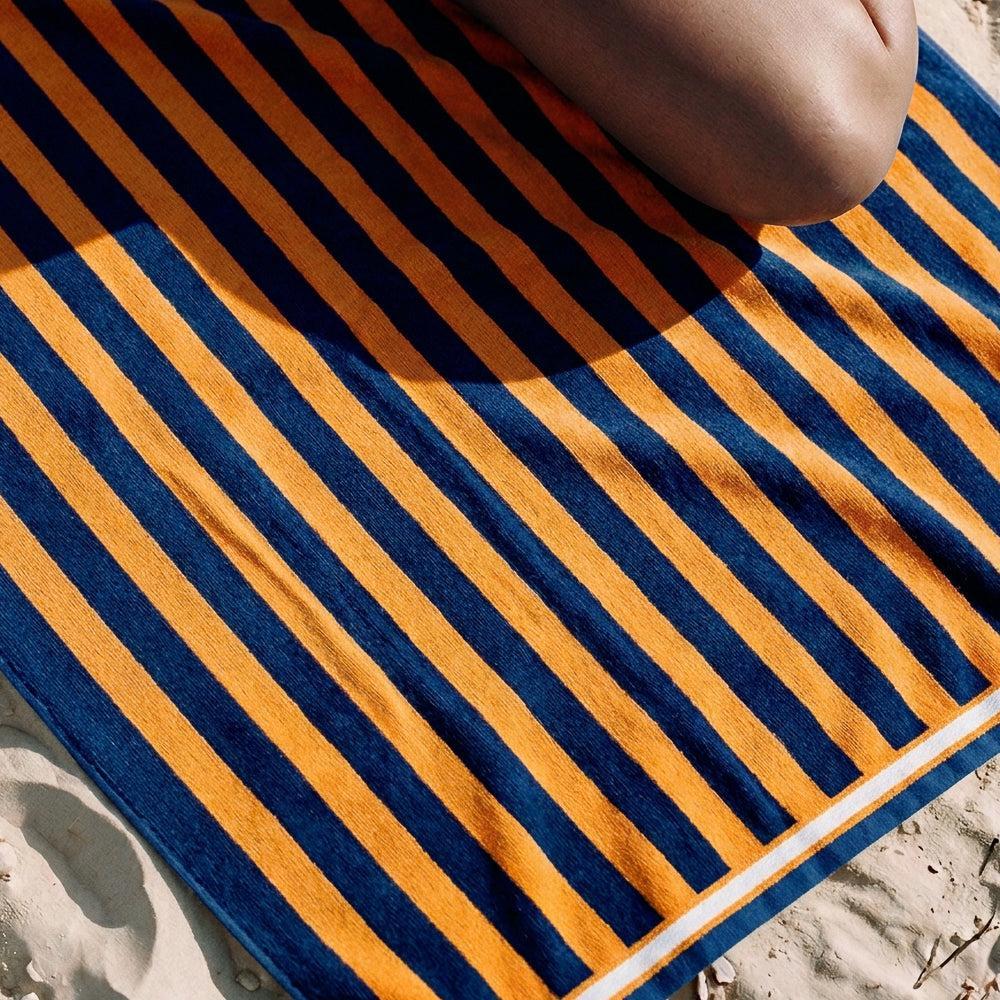 Cotton Bay Velour Stripe Beach Towel Tangerine Wave-Beach Towels