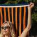 Cotton Bay Velour Stripe Beach Towel Tangerine Wave-Beach Towels