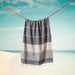 Cotton Bay Villiti Stripe Fouta Bag Black and Natural-Foutas