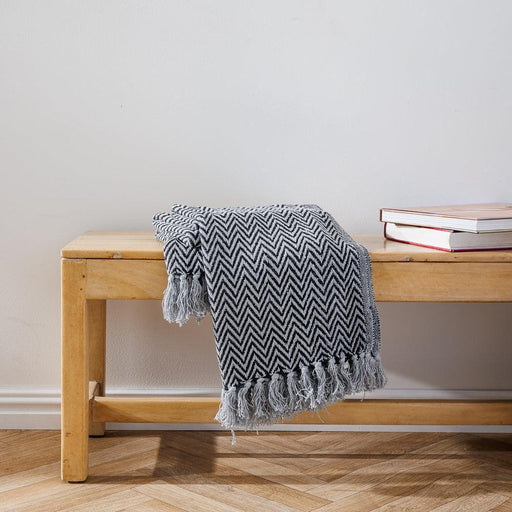 Cotton Bay Zig Zag Throw Ash Grey-Throws