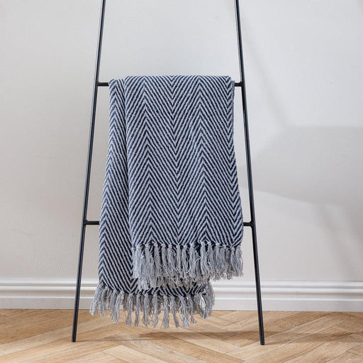 Cotton Bay Ziggy Throw Blue Grey-Throws