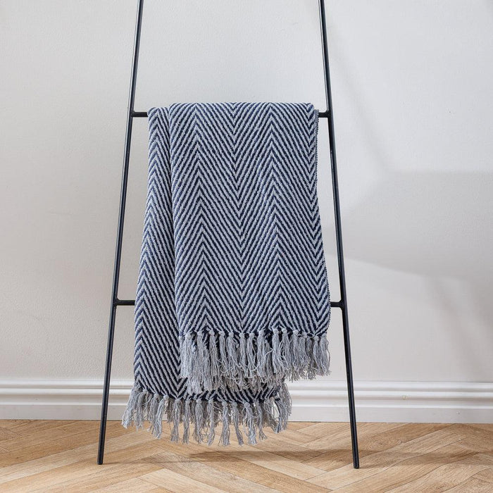 Cotton Bay Ziggy Throw Blue Grey-Throws
