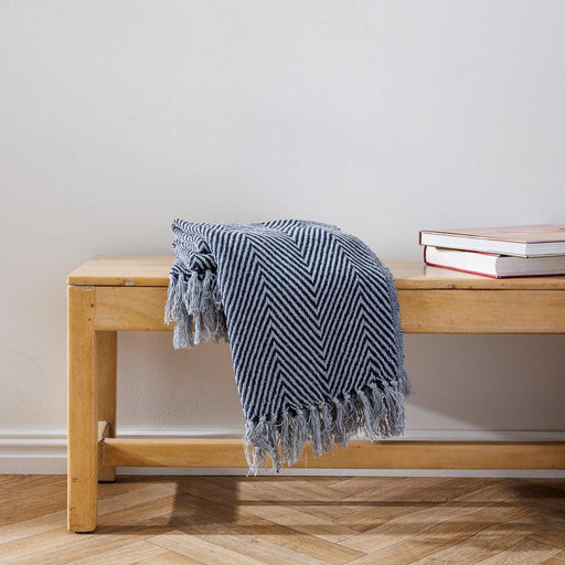 Cotton Bay Ziggy Throw Blue Grey-Throws