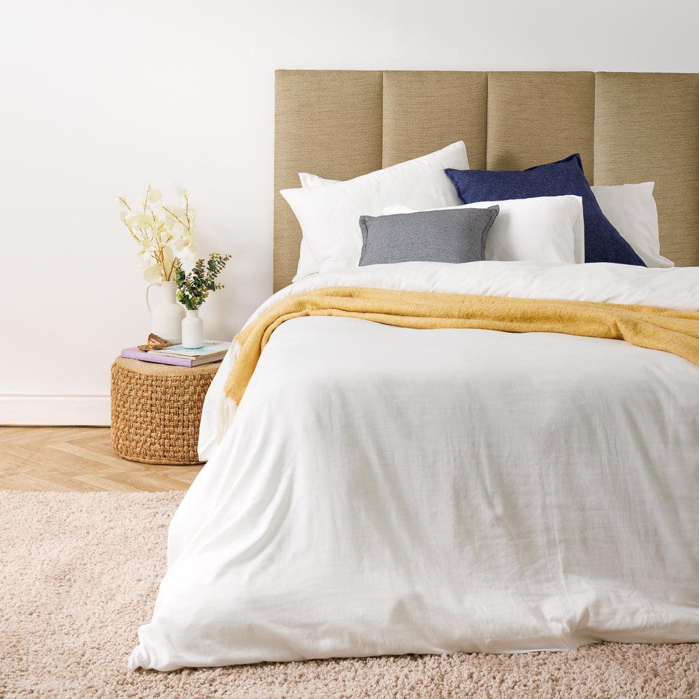 Cotton Club 300 Thread Count Washed Cotton Duvet Cover Set White-Duvet Cover Sets