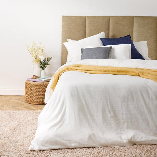 Cotton Club 300 Thread Count Washed Cotton Duvet Cover Set White-Duvet Cover Sets