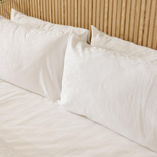 Cotton Club 450 Thread Count Jacquard Damask Duvet Cover Set White-Duvet Cover Sets