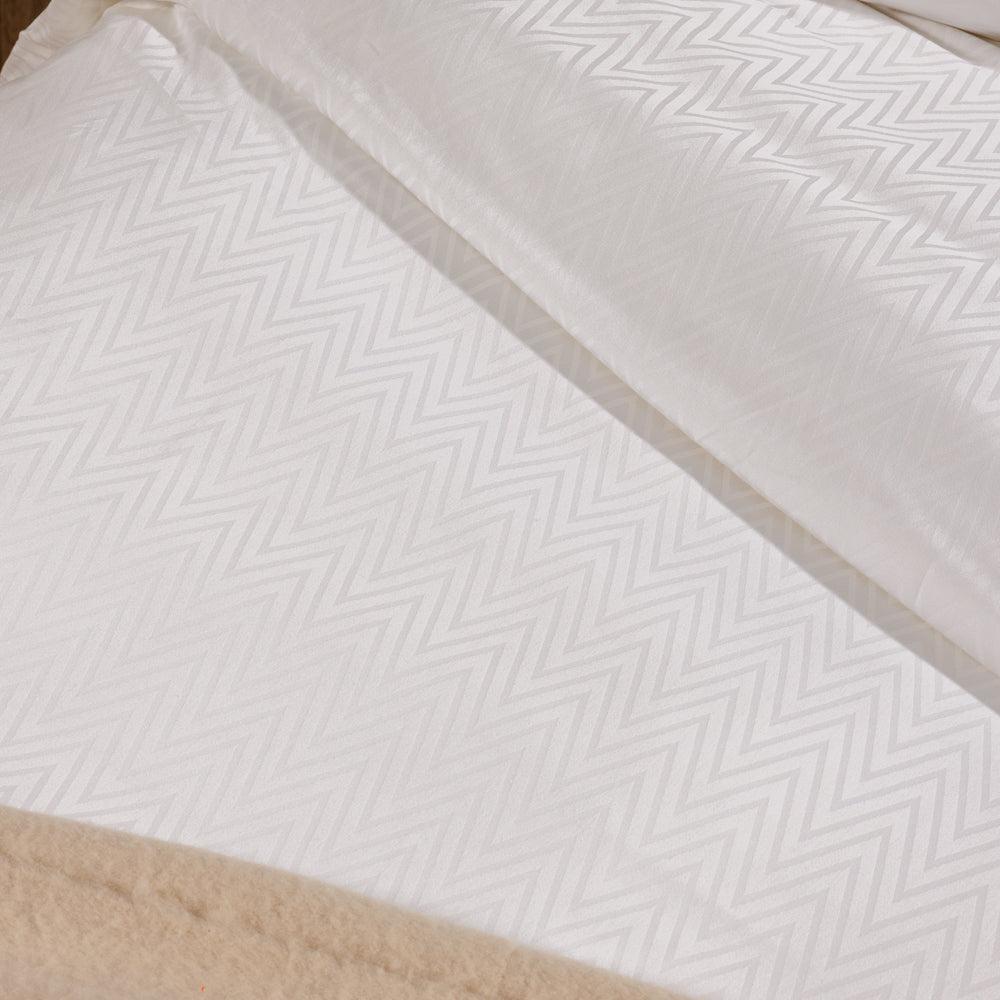 Cotton Club 450 Thread Count Jacquard Drift Duvet Cover Set White-Duvet Cover Sets