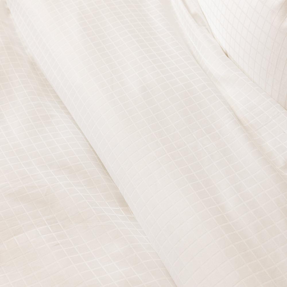 Cotton Club 450 Thread Count Jacquard Gridlock Duvet Cover Set White-Duvet Cover Sets
