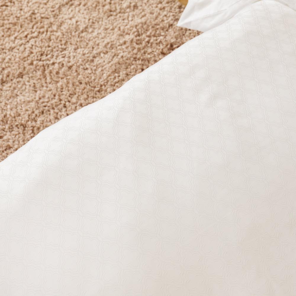 Cotton Club 450 Thread Count Jacquard Moroccan Duvet Cover Set White-Duvet Cover Sets