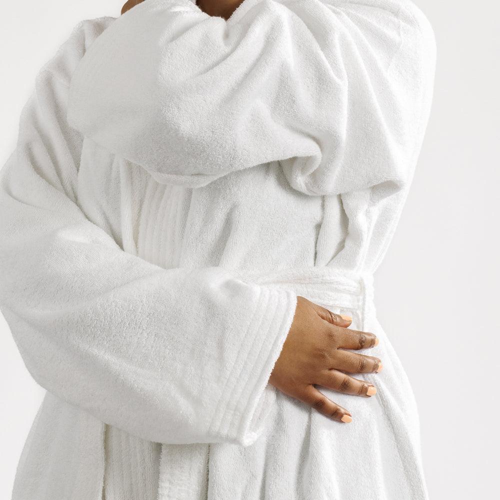 Cotton Club Deluxe Toweling Bathrobe White-Bathrobes