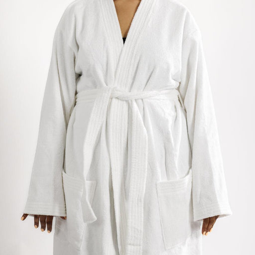 Cotton Club Deluxe Toweling Bathrobe White-Bathrobes