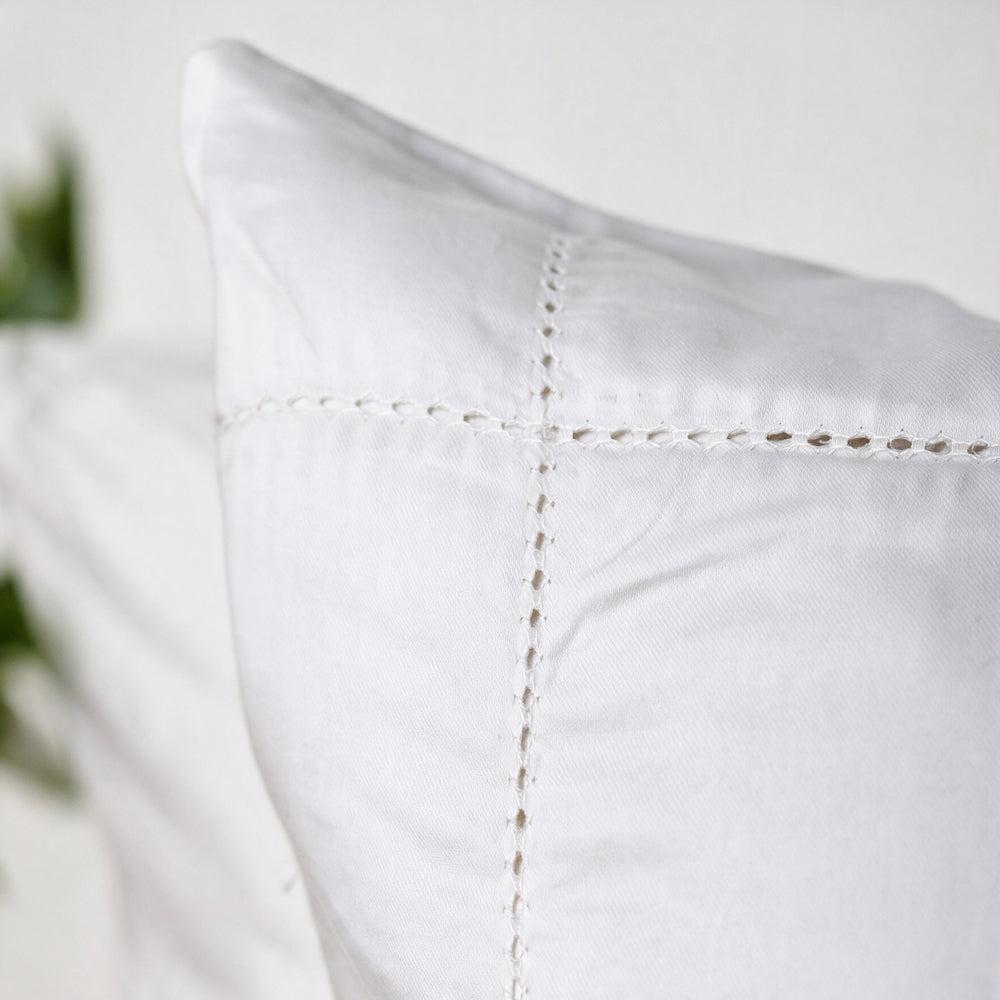 Cotton Club Heirloom 350 Thread Count Picot Duvet Cover Set White-Duvet Cover Sets