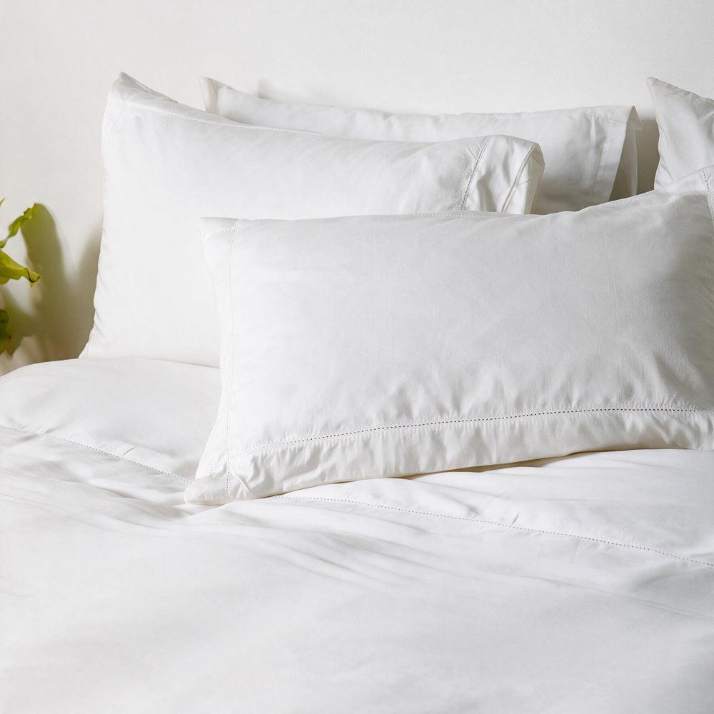 Cotton Club Heirloom 350 Thread Count Picot Duvet Cover Set White-Duvet Cover Sets