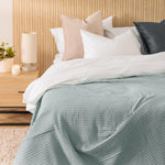 Cotton Club Waffle Blanket Throw Duck Egg