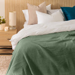 Cotton Club Waffle Blanket Throw Forest Green