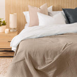 Cotton Club Waffle Blanket Throw Light Beige