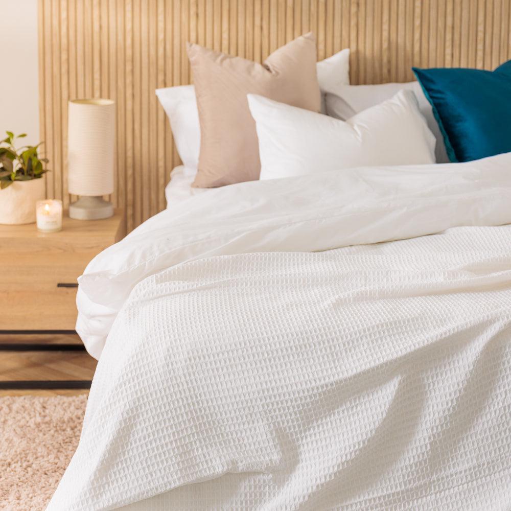 Cotton Club Waffle Blanket Throw White-Blankets