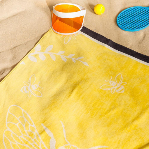 Cotton Collection Bee Kind Velour Beach Towel-Beach Towels