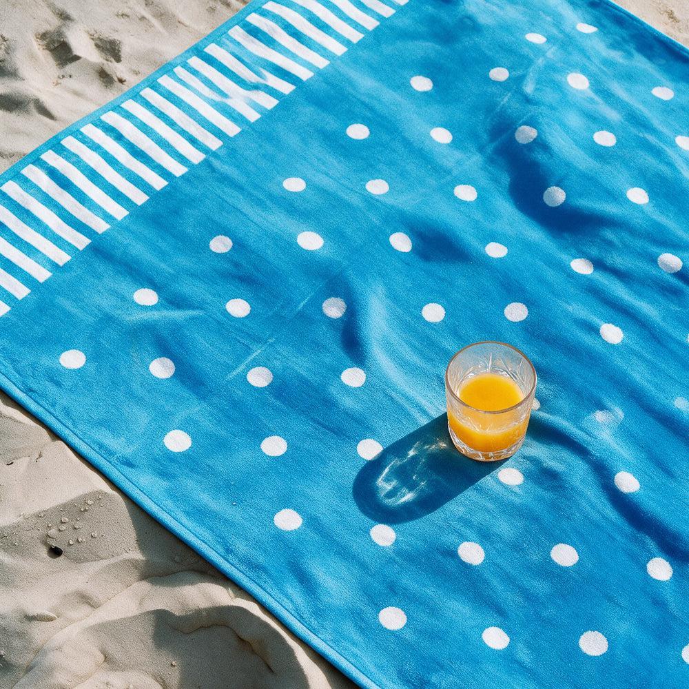 Cotton Collection Coastal Confetti Velour Beach Towel-Beach Towels