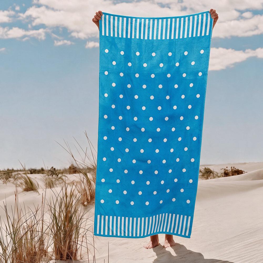 Cotton Collection Coastal Confetti Velour Beach Towel-Beach Towels