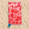 Cotton Collection Flamingos Velour Beach Towel