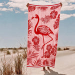 Cotton Collection Flamingos Velour Beach Towel