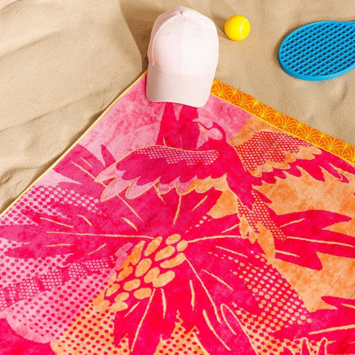 Fuchsia Velour Beach Towel-Beach Towels