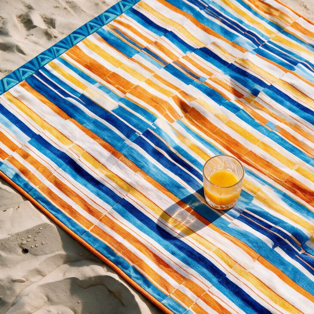 Cotton Collection Heatwave Hues Velour Beach Towel-Beach Towels