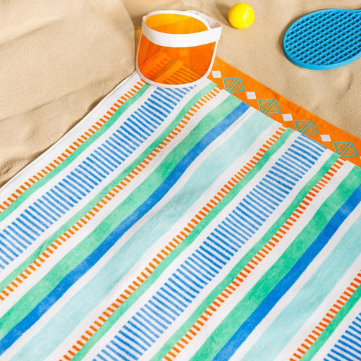 Cotton Collection Mariner Mood Velour Beach Towel-Beach Towels