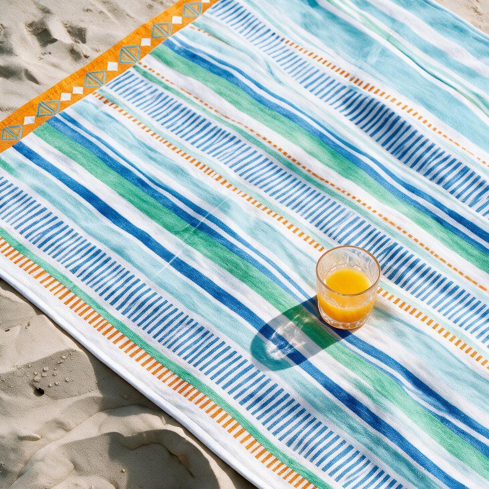 Cotton Collection Mariner Mood Velour Beach Towel-Beach Towels