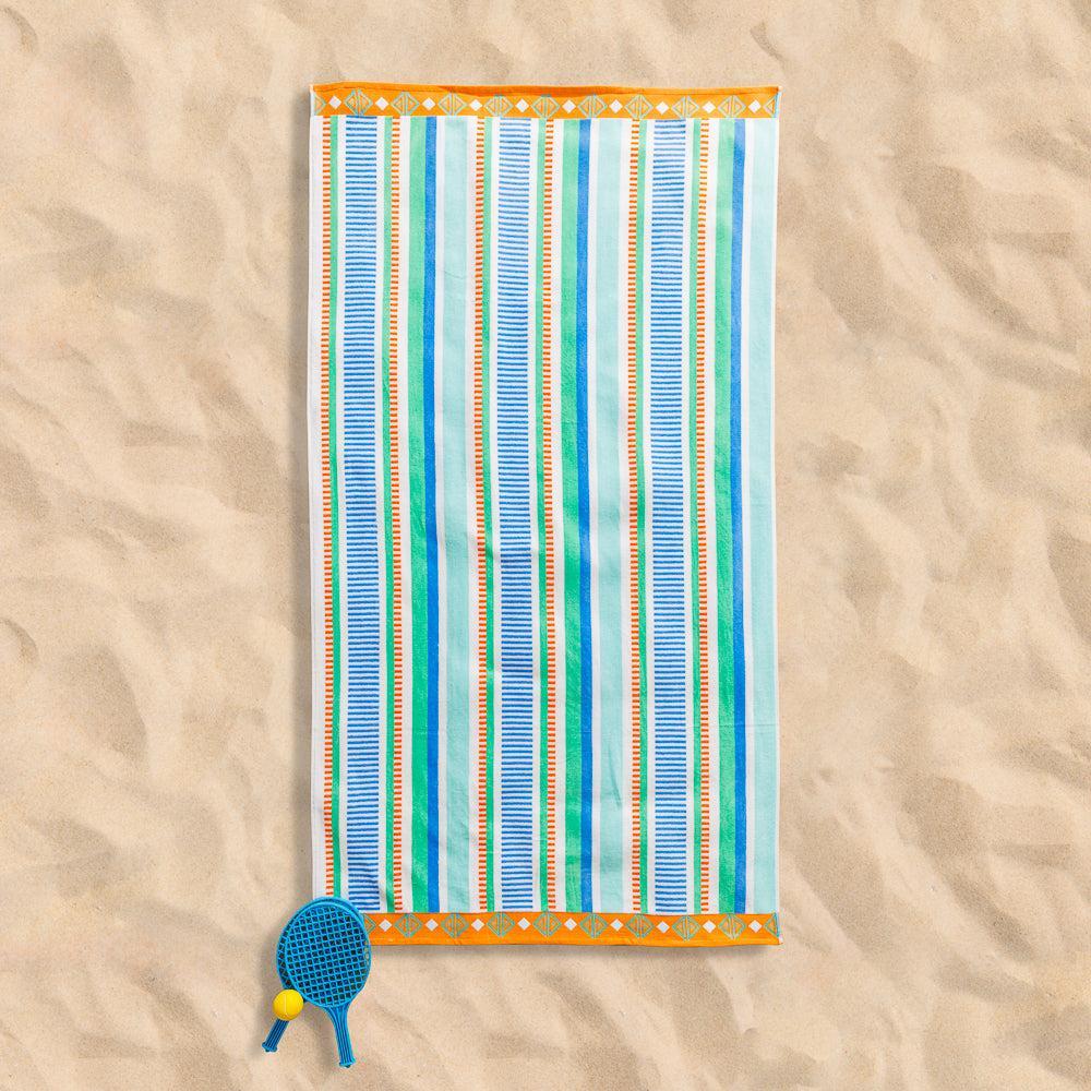 Cotton Collection Mariner Mood Velour Beach Towel-Beach Towels