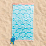 Cotton Collection Ocean Shell Velour Beach Towel