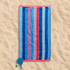 Cotton Collection Ocean Sunset Stripe Velour Beach Towel