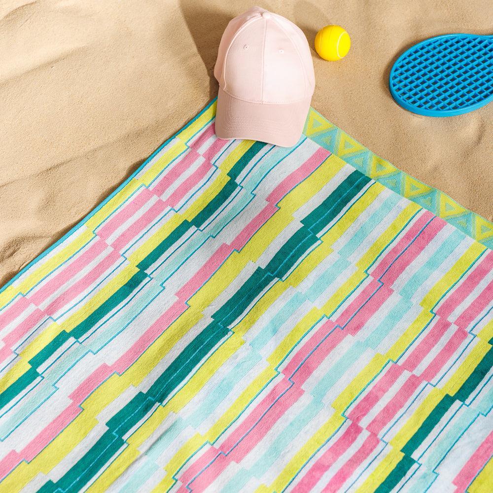 Cotton Collection Palette Parade Velour Beach Towel-Beach Towels
