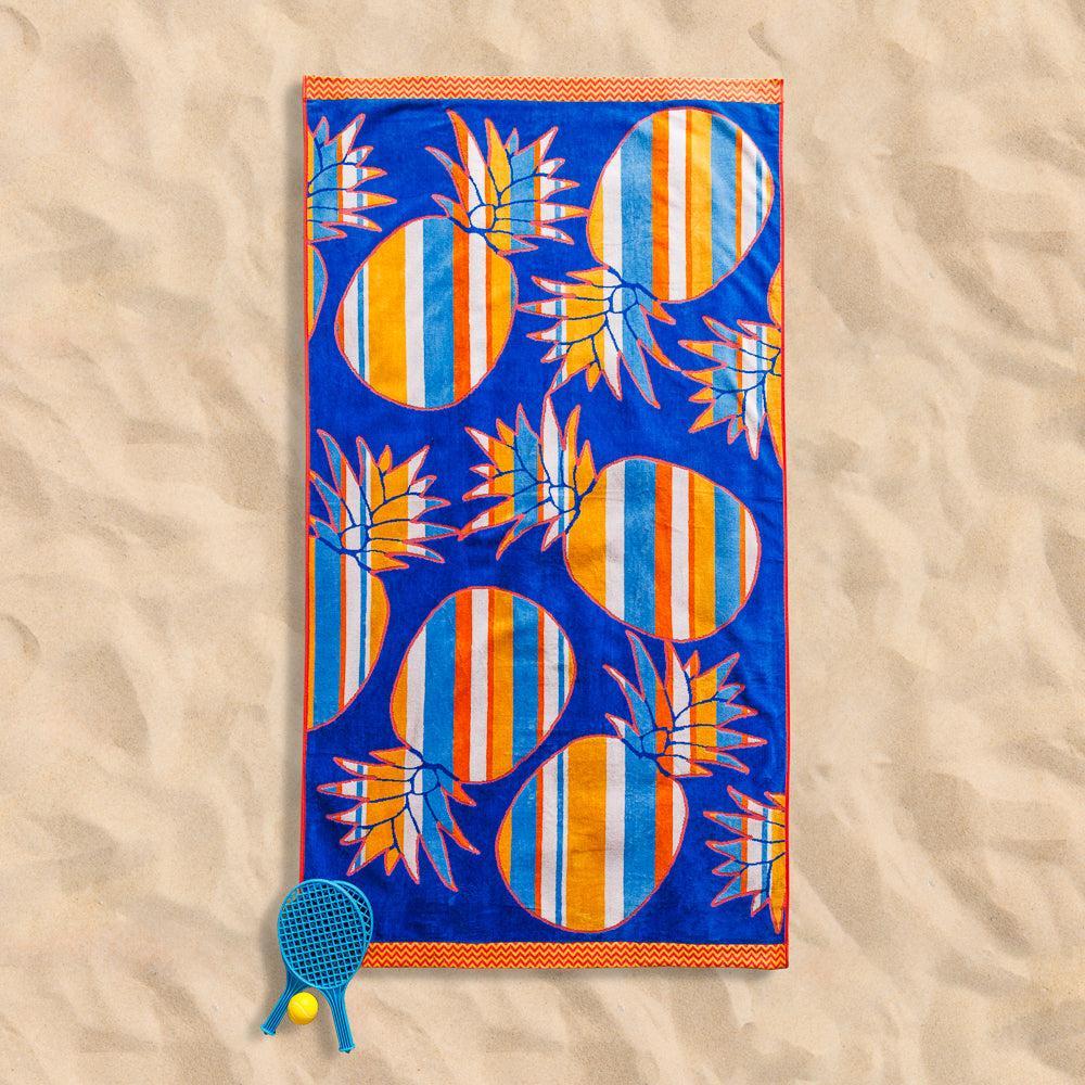 Pineapple Velour Beach Towel-Beach Towels