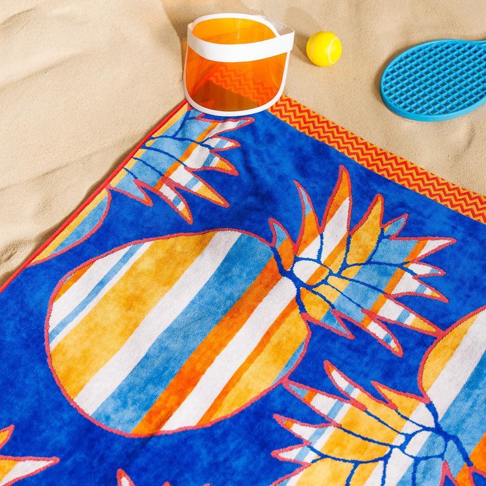 Pineapple Velour Beach Towel-Beach Towels